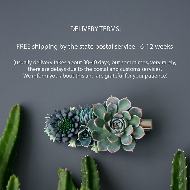 Crocodile hair clip with green succulents Fly Bunny Studio 06