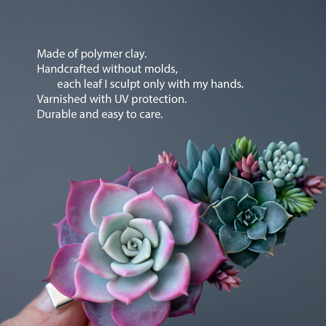 2_succulent_hair_clip_with_polymer_clay_echeveria_fairy_queen