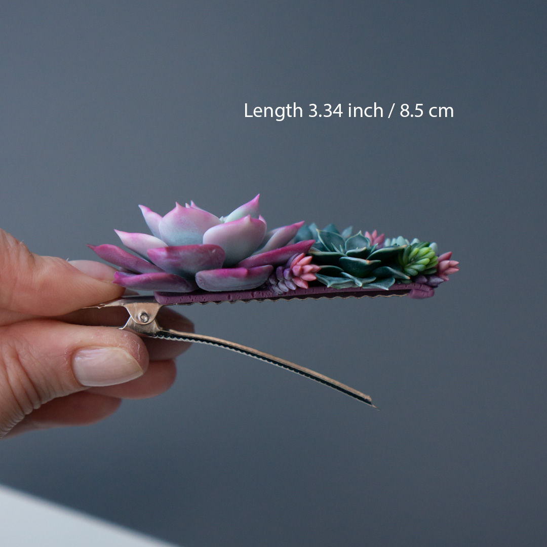 3_succulent_hair_clip_with_polymer_clay_echeveria_fairy_queen