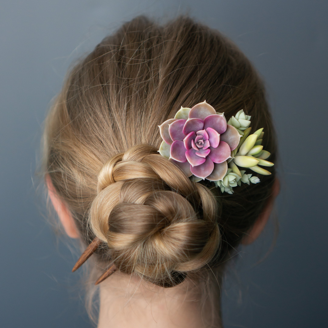 3_wooden_hairpin_with_polymer_clay_echeveria_perle_von_nurnberg_and_sedum_nussbaumerianum