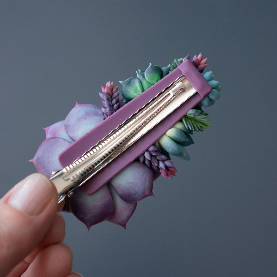 6_succulent_hair_clip_with_polymer_clay_echeveria_fairy_queen