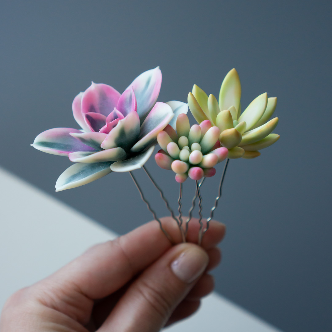 10_succulent_wedding_hairpin_set_echeveria_rainbow_variegated